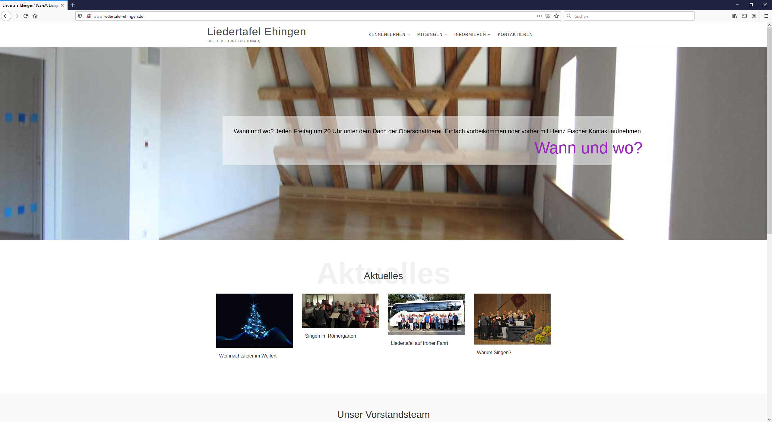 Webseite Liedertafel Ehingen